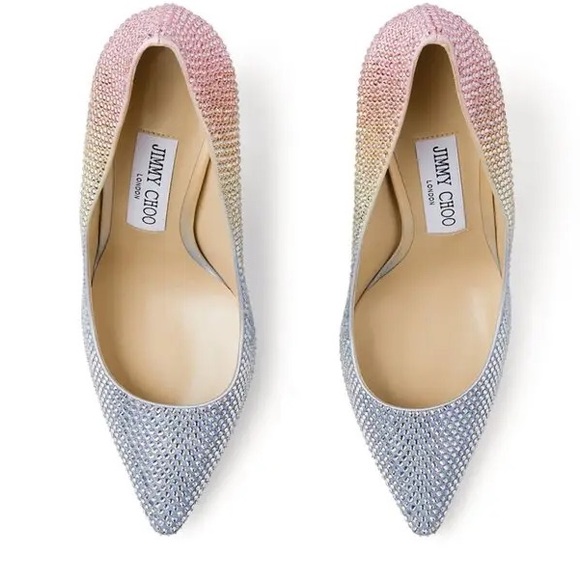 New JIMMY CHOO Romy 100 Leather Embellished Pumps $1,595 37 - Picture 5 of 16